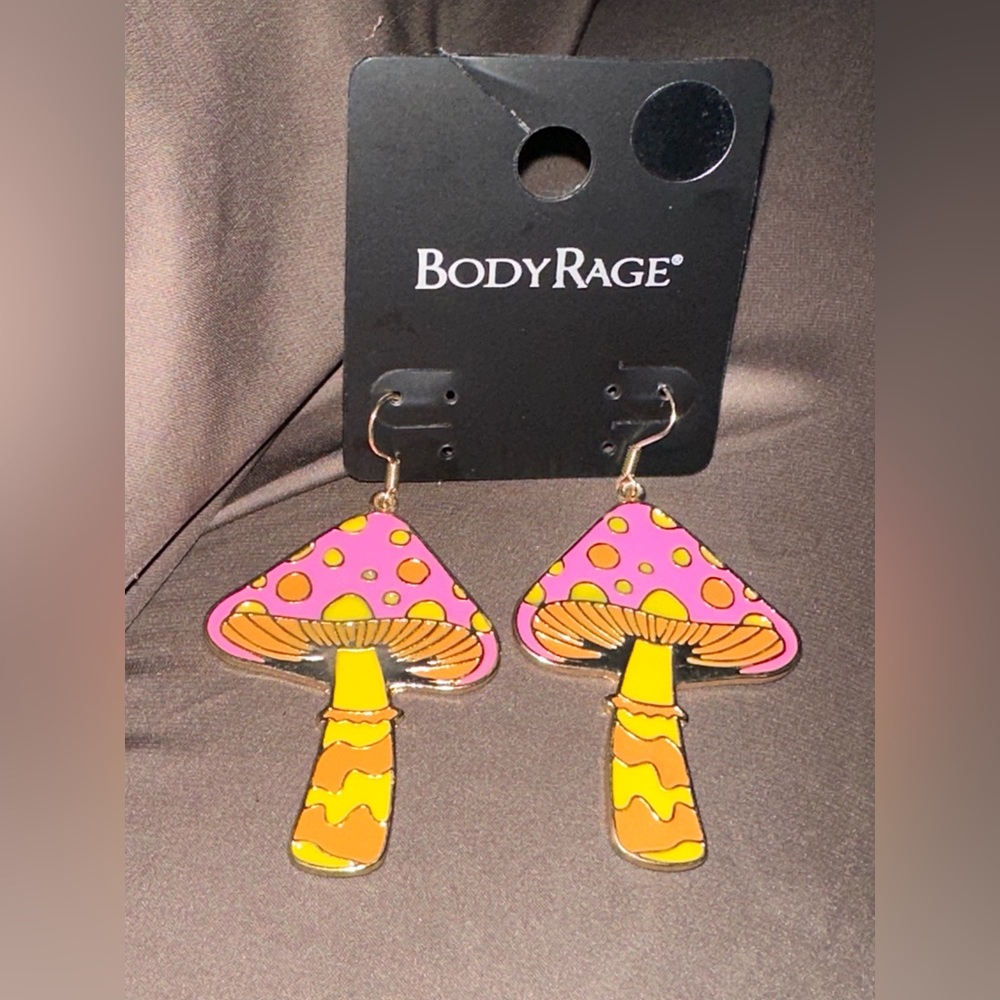Trippy Mushroom hippie earrings NWT